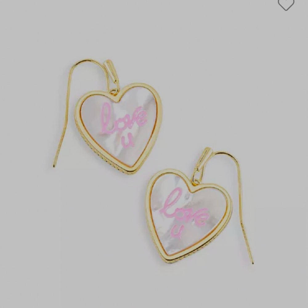 NWT Kendra Scott LOVE U heart drop earring gold ivory Mother-of-pearl